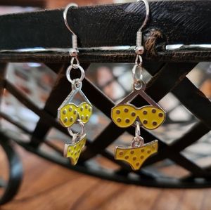 Handmade Yellow Bikini Charm Dangle Earrings